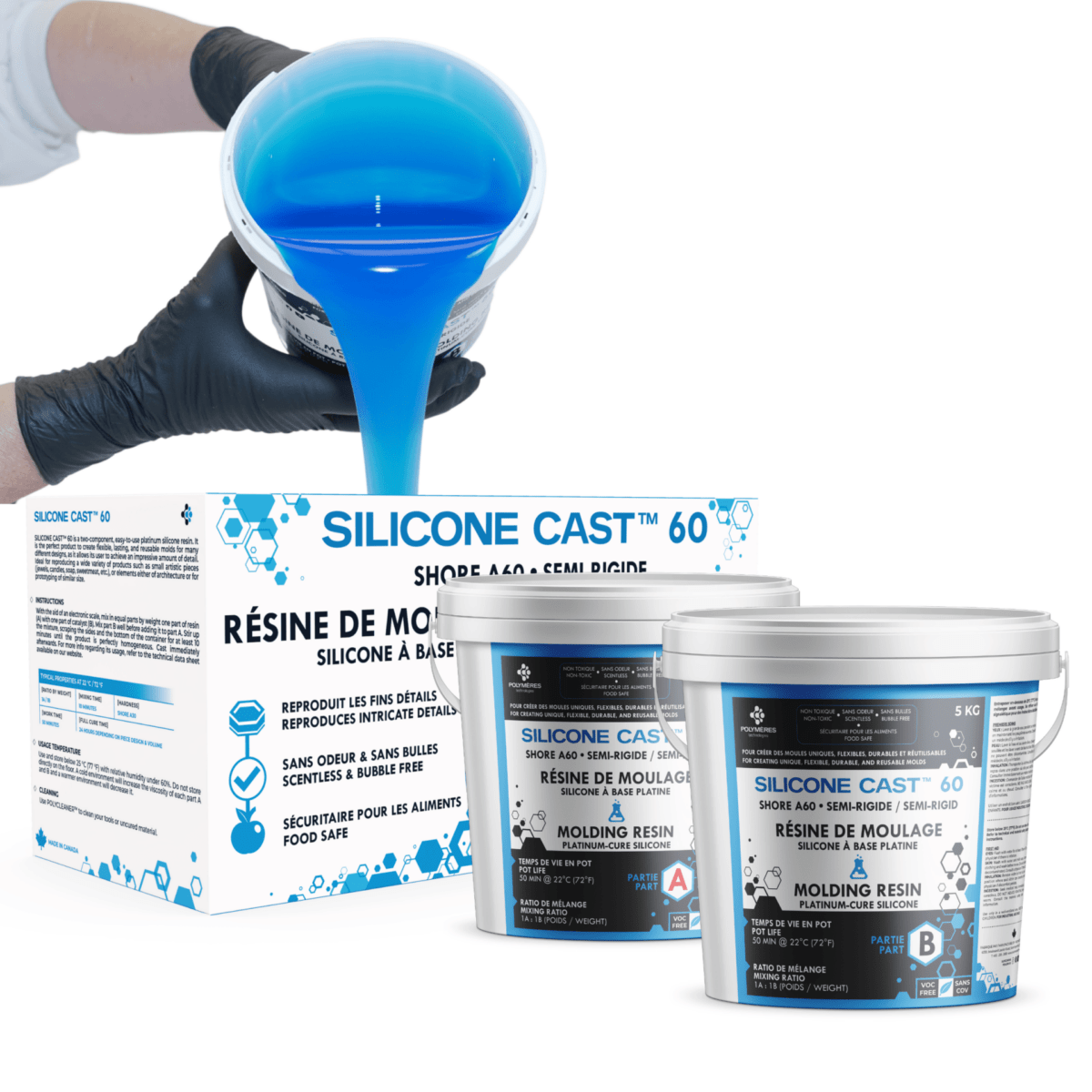 Silicone-de-moulage-à-vulcanisation-platine-flexible-60a